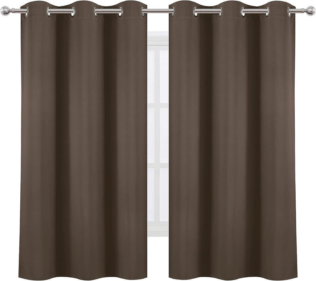 Lemomo Chocolate Brown Thermal Blackout Curtains/38 x 63 Inch/Set of 2 Panels Room Darkening Curtains for Bedroom 63 Inch silver