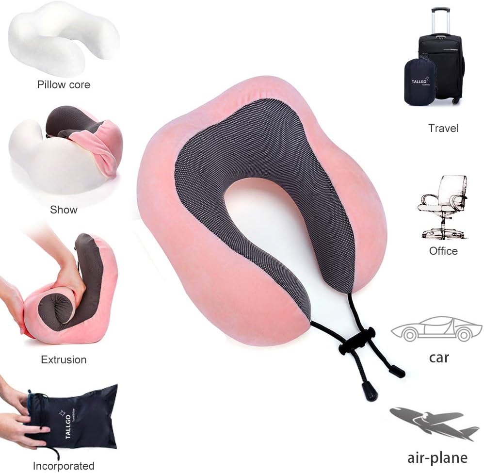 TALLGONeckPillowAlwaysHere TALLGO Travel Pillow, Memory Foam Neck Pillow Head Support Soft Pillow for Sleeping Rest, Airplane Car & Home Us…