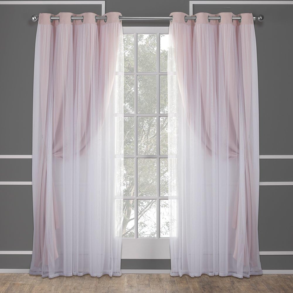 TOWN & COUNTRY LUXE Talia Double Layer Indoor Curtains, Sheer and Room Darkening Blackout, Grommet Top, Energy Efficient, 2-Pack Set…