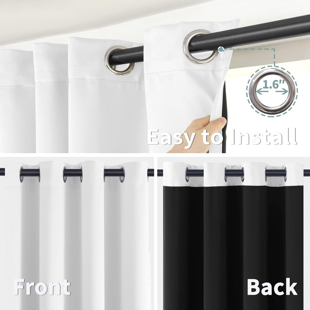 BGment Short Curtains for Small Windows - Cafe Curtains 40 Inch Length White Blackout Thermal Insulated Grommet Drapes for Bedroom (42 x 40…