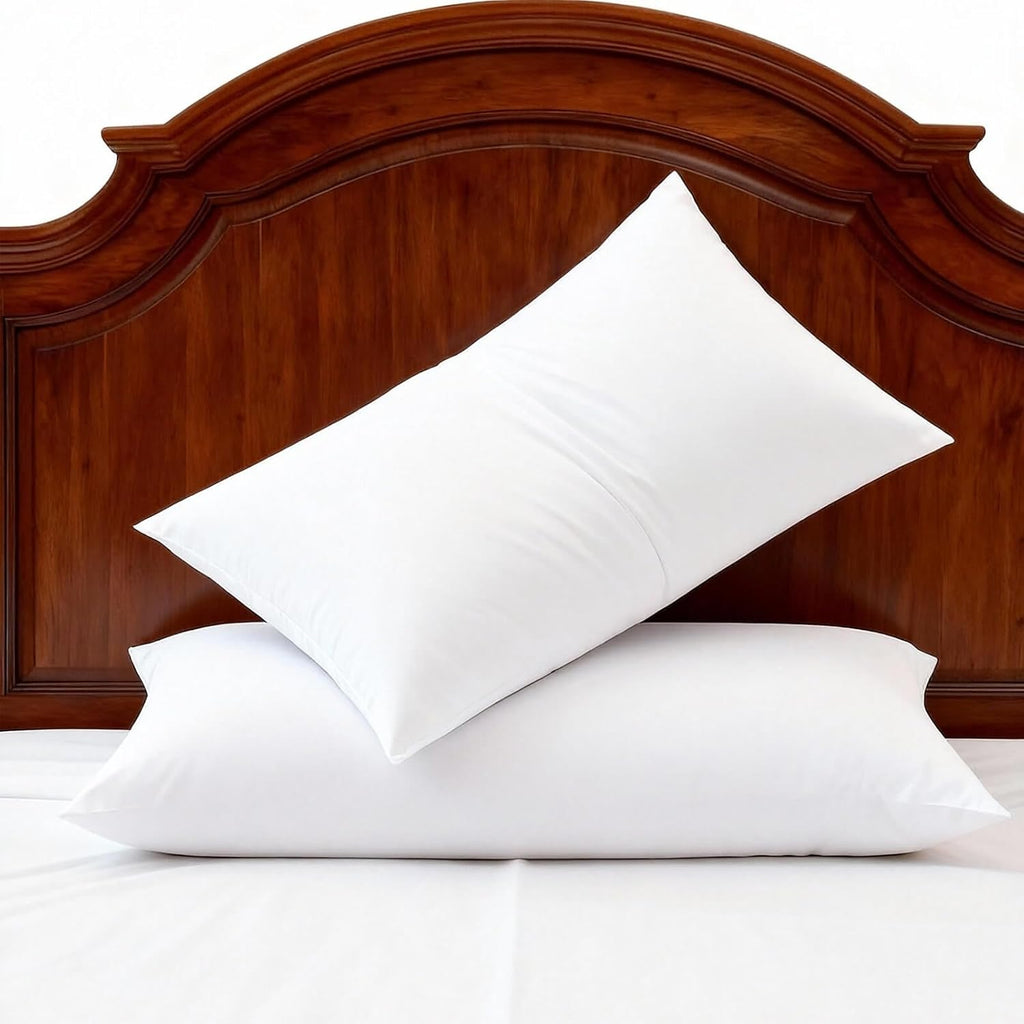 Bed Pillows Standard Size Set of 2 Medium Support Pillow for Stomach Side Back Sleeper Basic Soft Down Alternative White 20x26 inches