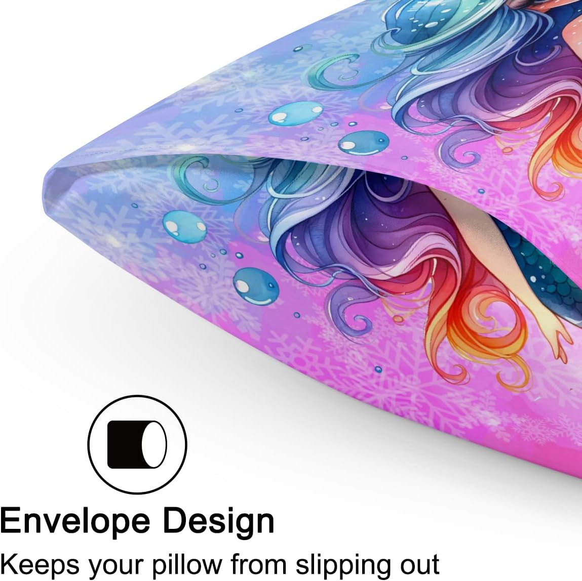 Mermaid Beautiful Rainbow Satin Silk Pillowcase for Hair and Skin Pillow Cases King Size Soft Silk Pillow Case with Envelope Closure…