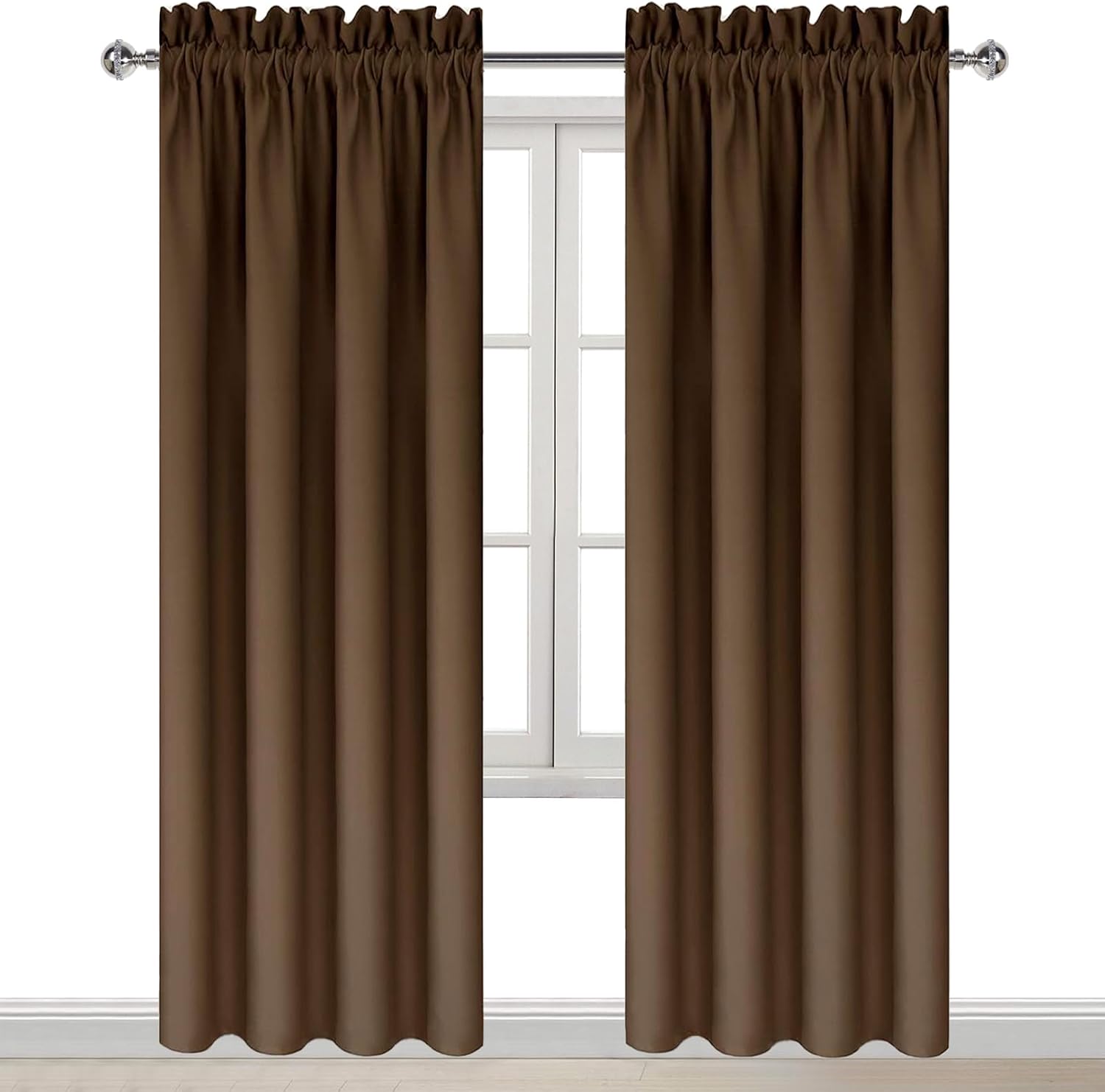 Dwcn Blackout Curtains for Bedroom – Thermal Insulated Room Darkening Drapes for Living Room, Brown, W 42 x L 84 Inch, Set of 2 Rod Pocket…