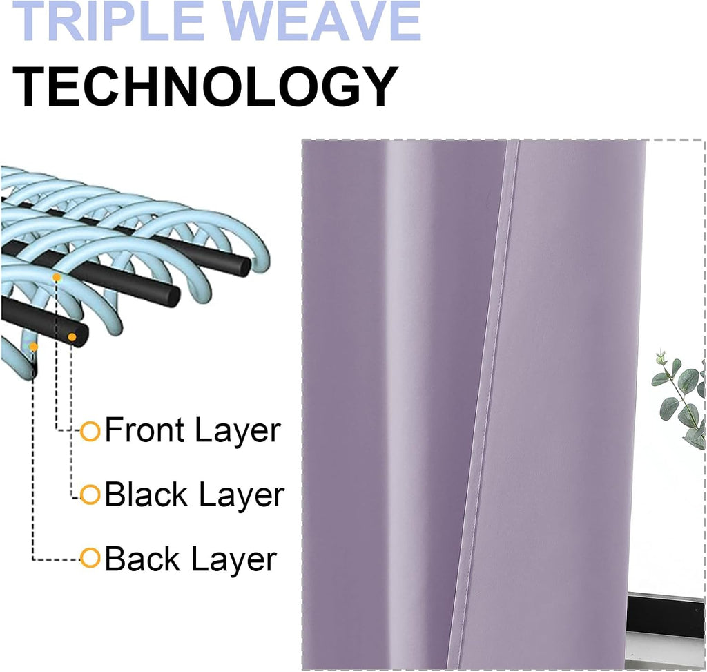 Simplebrand Ava Lilac Blackout Curtains for Bedroom, 78 Inch Length, 2 Panels Set, Privacy Thermal Insulated Rod Pocket Window Curtains for…