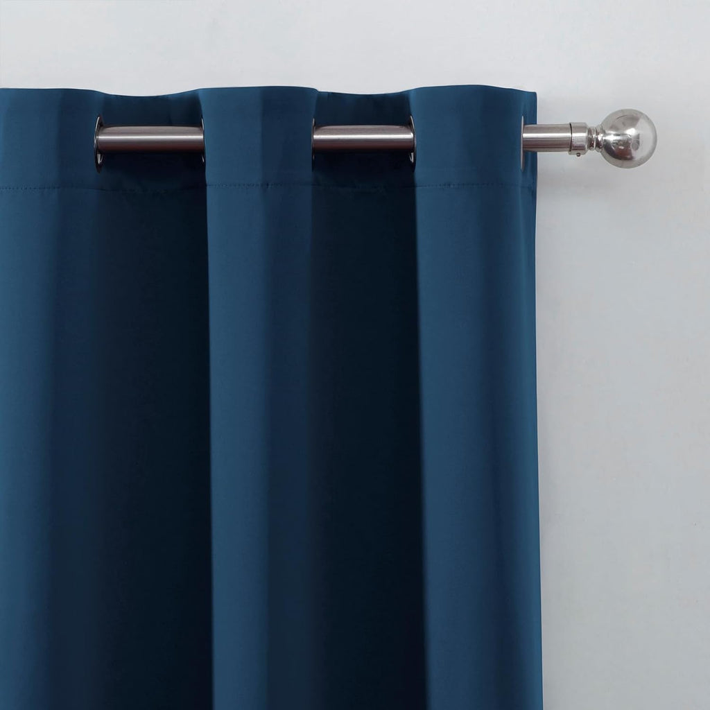 Lemomo Blackout Curtains 66 x 72 Inch Long Navy Blue Curtains Set of 2 Panels Room Darkening Curtains for Bedroom and Living Room 72 Inch B…