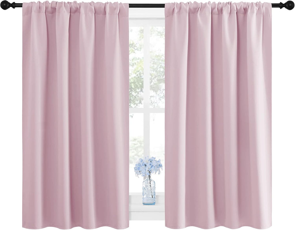 NICETOWN Blackout Curtains for Girls Room - Nursery Essential Thermal Insulated Solid Rod Pocket Top Blackout Drapes (Lavender Pink=Light…