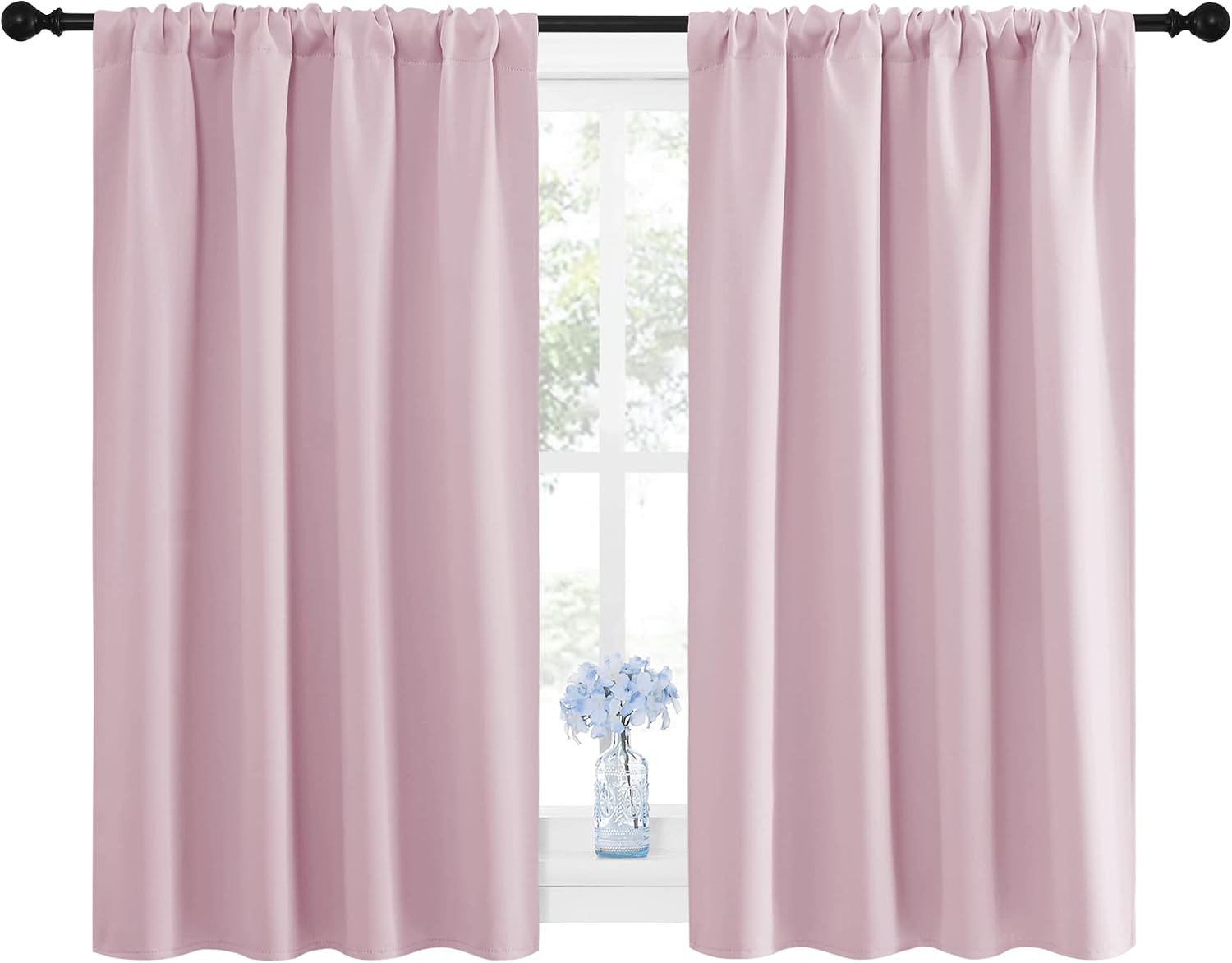 NICETOWN Blackout Curtains for Girls Room - Nursery Essential Thermal Insulated Solid Rod Pocket Top Blackout Drapes (Lavender Pink=Light…