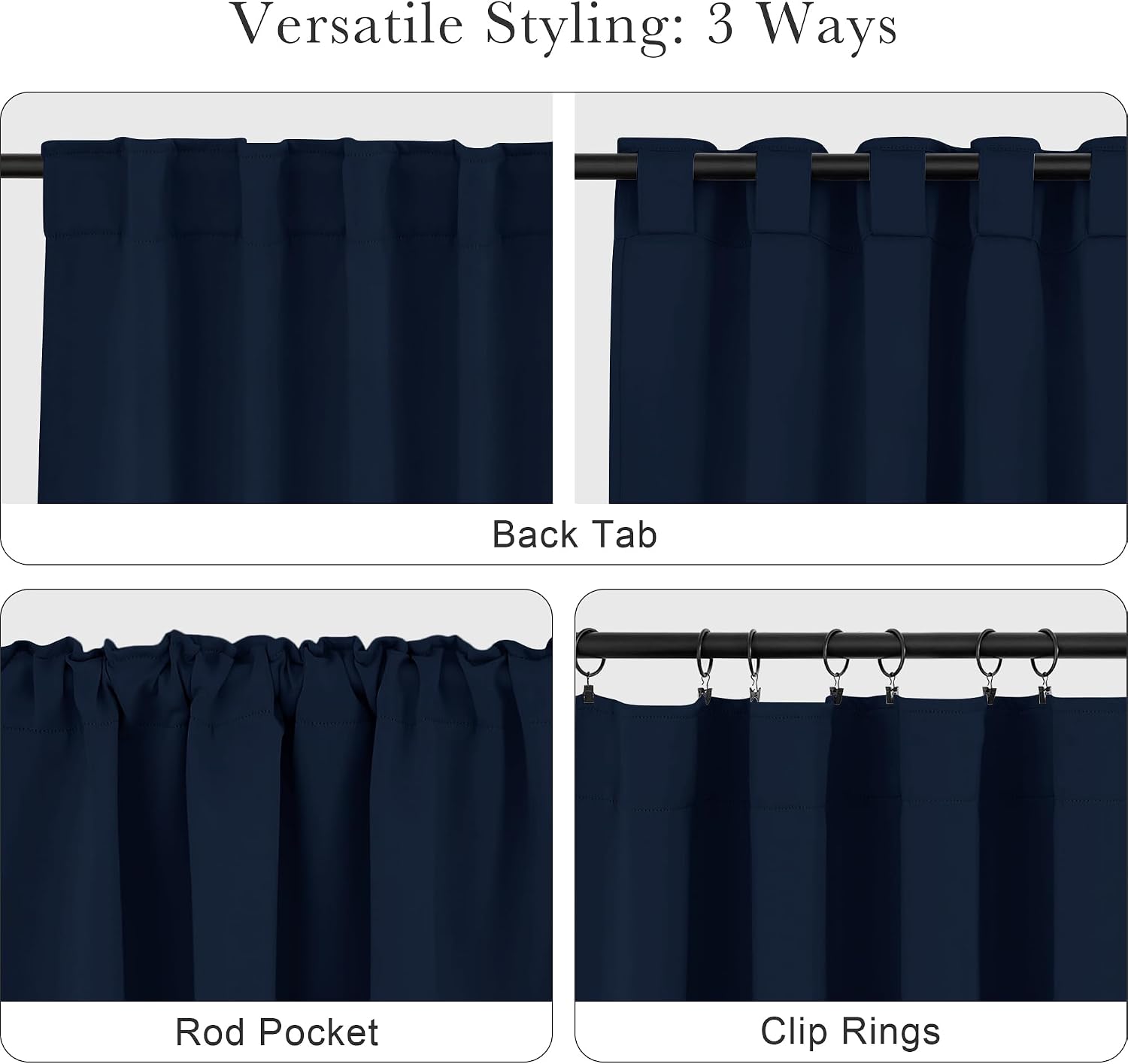 Ponydance PONY DANCE Blue Black Out Curtains 84 inches - Thermal Insulated Privacy Rod Pocket Curtain Drapes for Kitchen Home Decoration, 5…