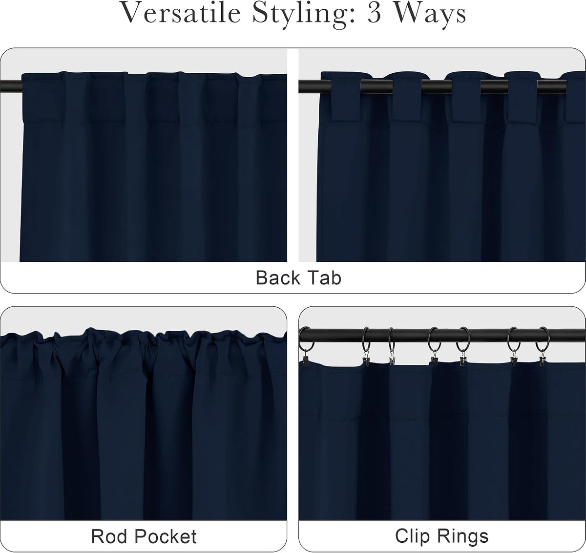 Ponydance PONY DANCE Black Out Curtains 48 inch Long for Short Small Window, Rod Pocket and Back Tab Thermal Insulated Room Darkening Curta…