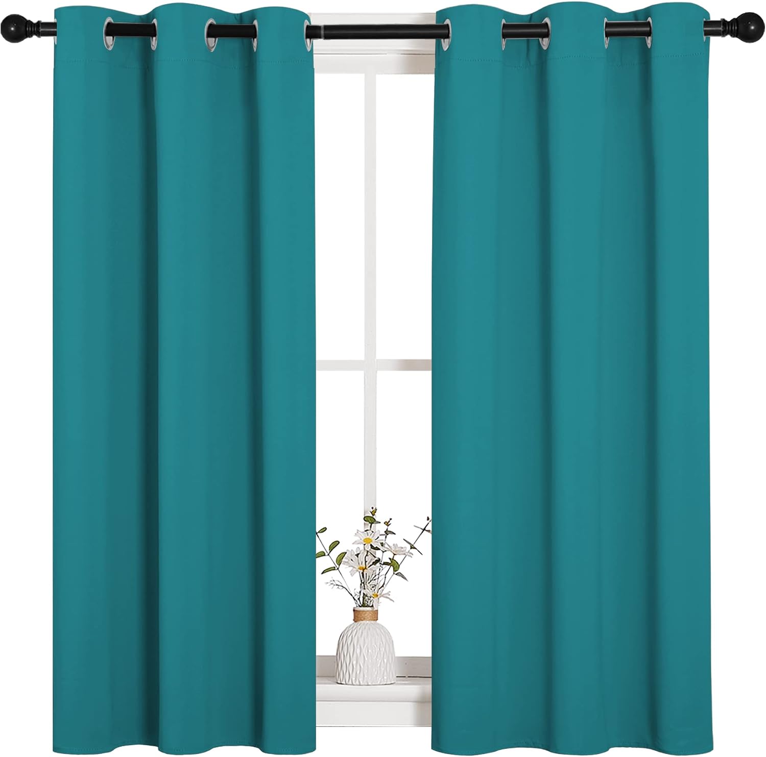 NICETOWN Room Darkening Curtains 45 inch Length 2 Panels, Thermal Insulated Grommet Blackout Curtains for Modern Casual Elegant Bedroom…