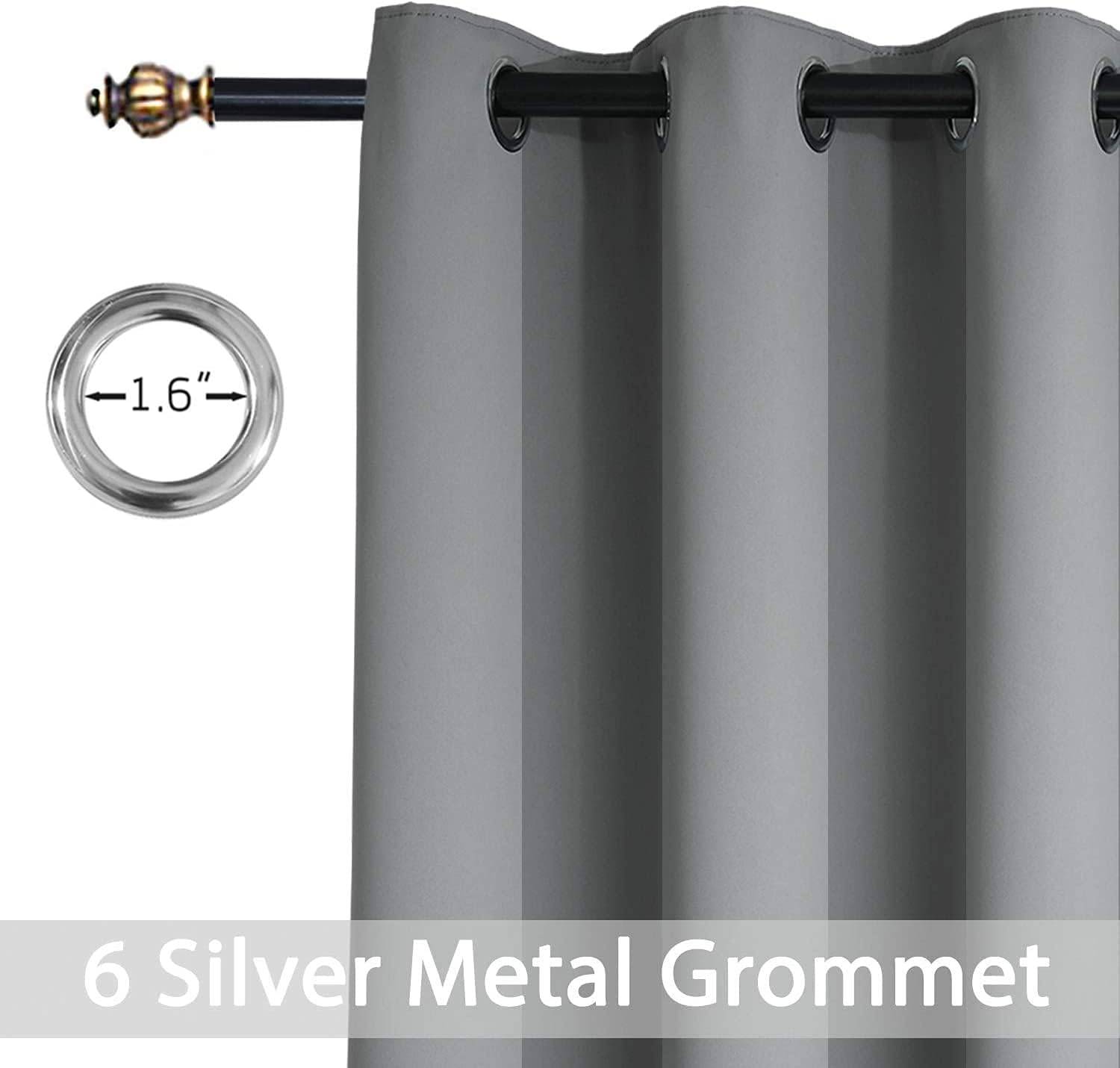Yakamok 84 Inch Length Grey Blackout Curtains for Bedroom, Thermal Insulated Room Darkening Grommet Top Window Drapes for Living Room,42W…