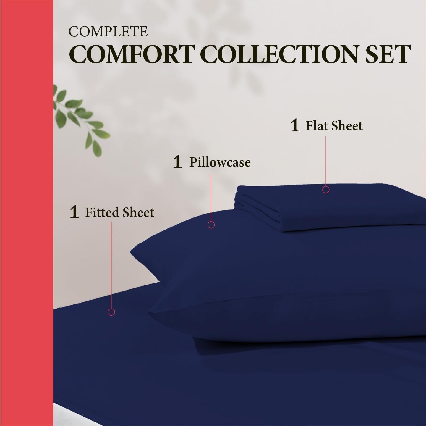 AshtonSheets 100% Egyptian Cotton Twin Bed Sheets Set - Luxury 600 Series Refined Collection Sheet for Twin Size Bed (3 PC, Navy Blue), Sof…