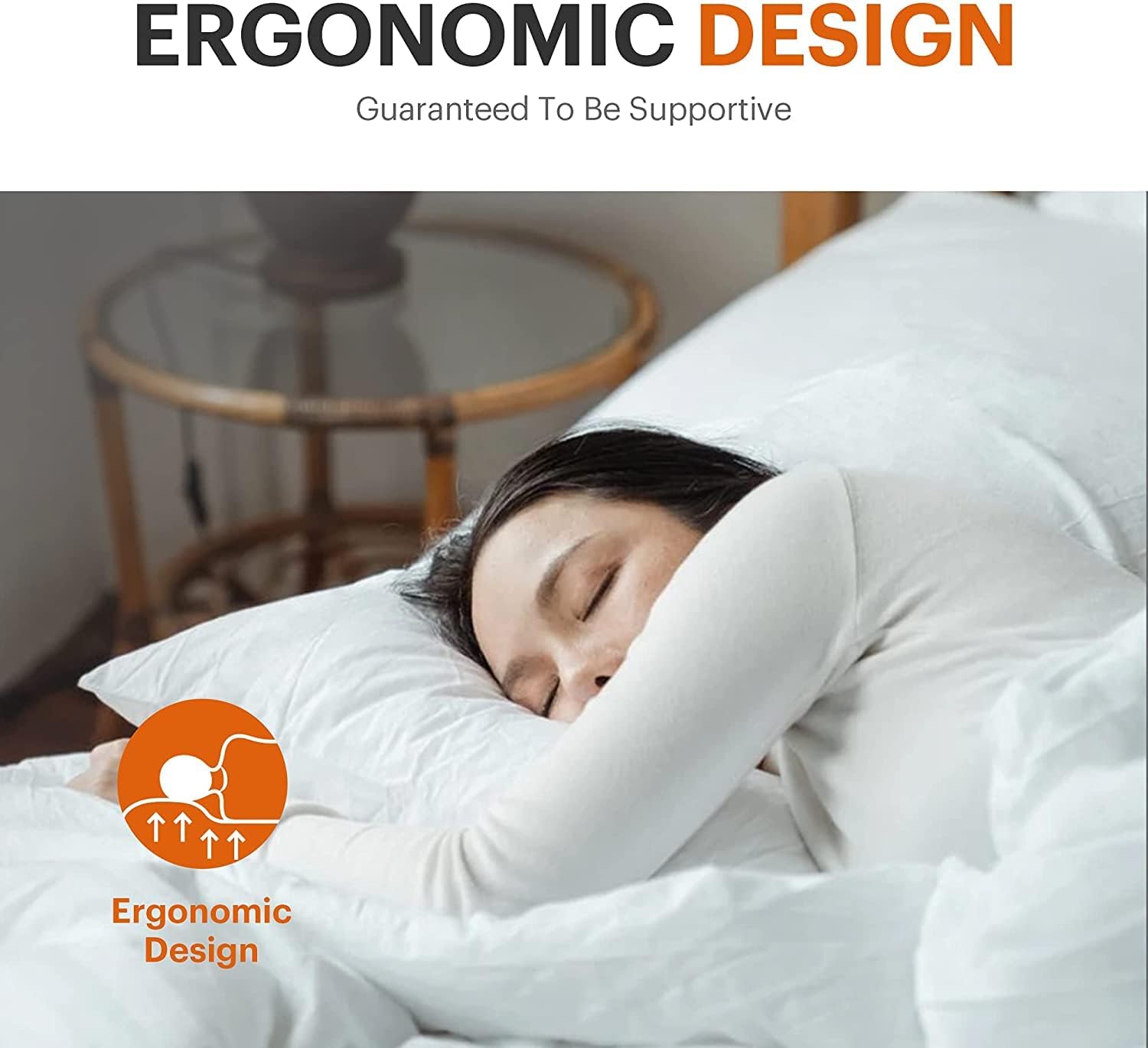 Acanva Basic Bed Pillow Soft Rest Cushion Stuffer for Sleeping, Standard, White 4 Count