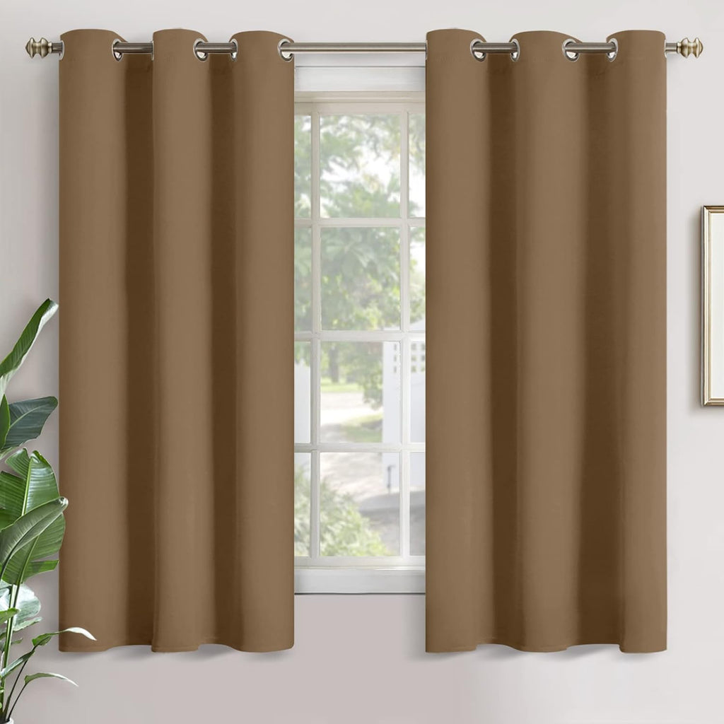 YoungsTex Taupe Blackout Curtains 63 Inches Long for Bedroom - Thermal Insulated Window Drapes with Grommet Room Darkening Privacy for Livi…