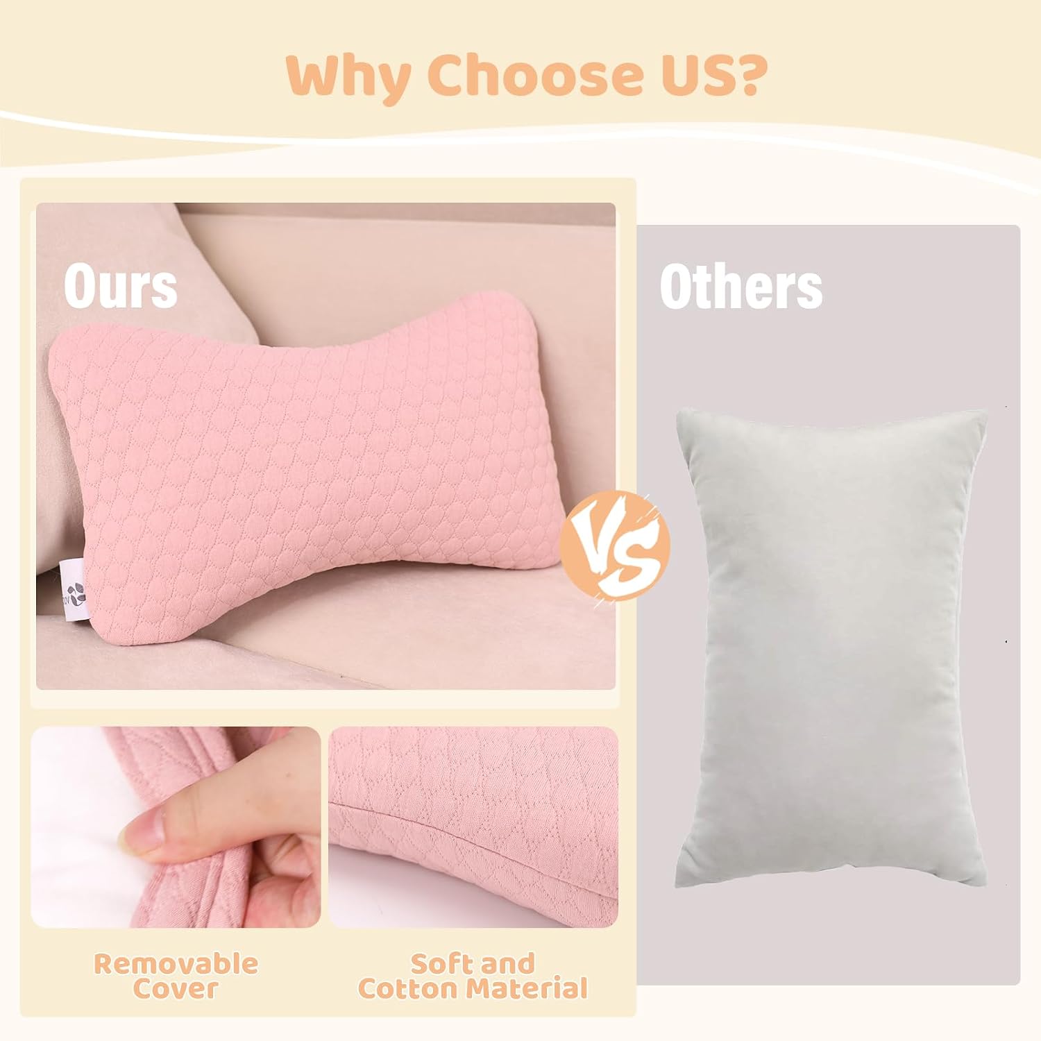 vocheer Small Pillows for Sleeping, 11"x 7" Mini Travel Pillow, Tiny Pillows for Neck, Wrist, Lumbar and Knee, Pets Pillow, Cotton…