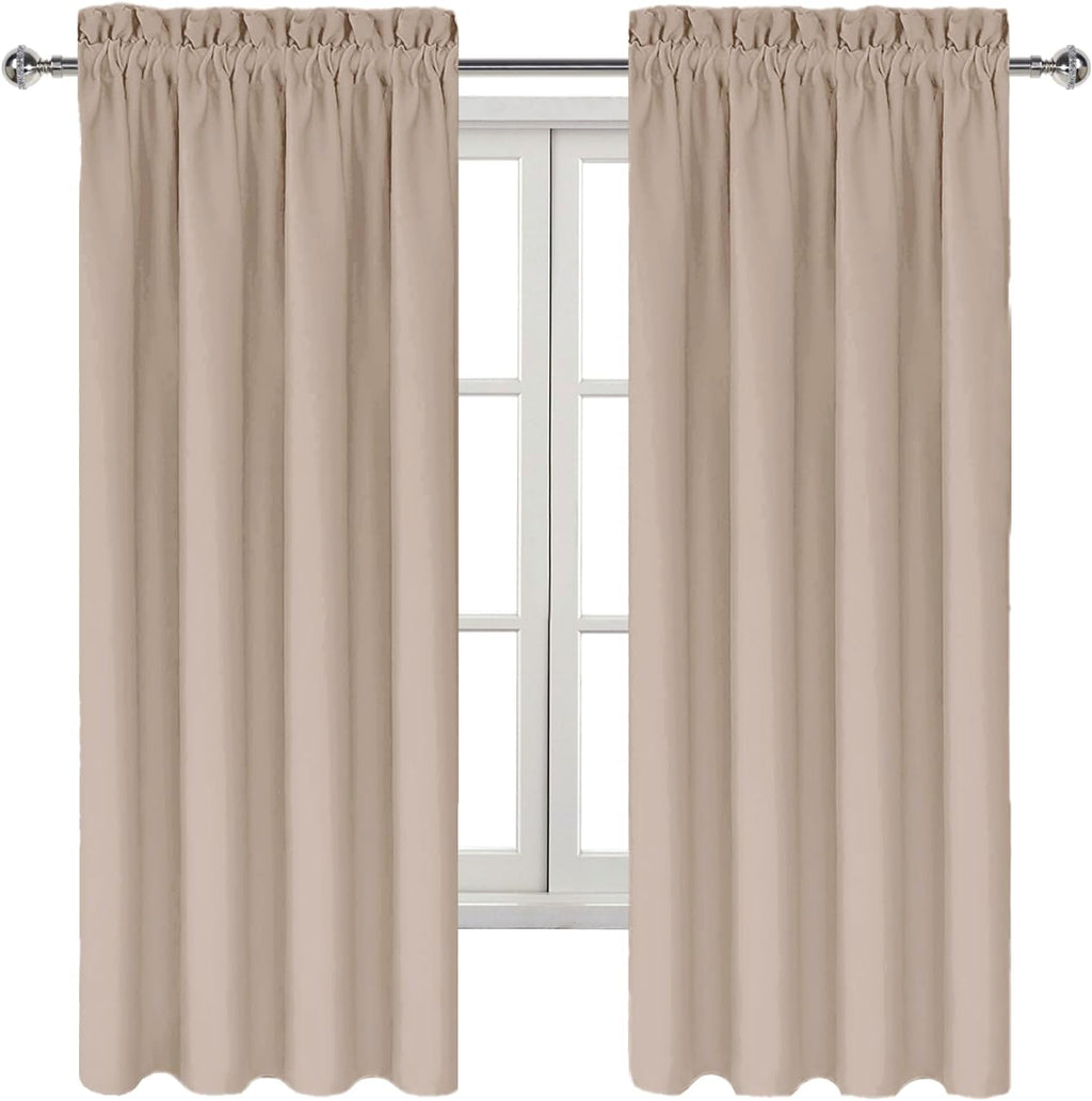 DWCN Blackout Curtains for Living Room Thermal Insulated, Energy Saving & Noise Reducing Bedroom Curtains, Camel, W 42x L 72 Inch, Set of…