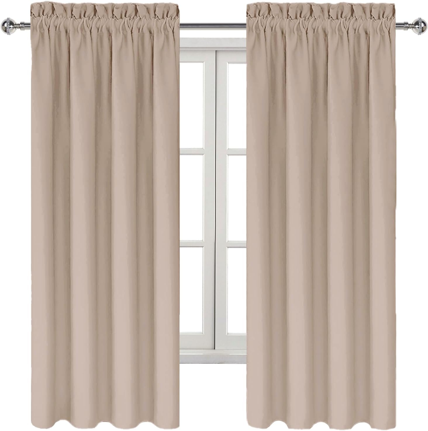 DWCN Blackout Curtains for Living Room Thermal Insulated, Energy Saving & Noise Reducing Bedroom Curtains, Camel, W 42x L 72 Inch, Set of…