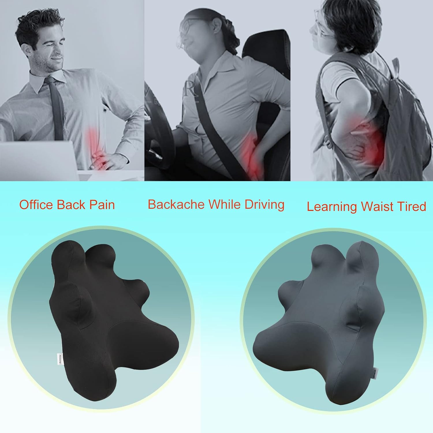 Newsty Lumbar Support Pillow for Ofiice Chair, Patented Ergonomic Back Support for Back with Adjustable Strap, Lumbar Support Pillow Reliev…