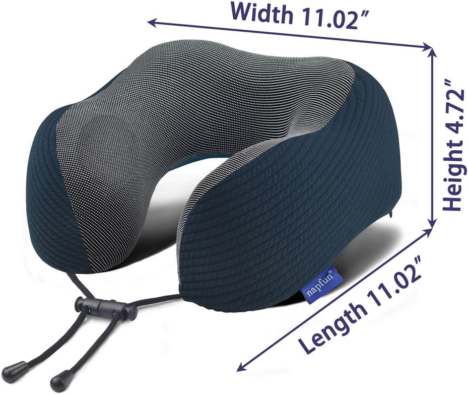 napfun Neck Pillow for Travel with Travel Pouch, Sleep Mask & Earplugs, Memory Foam Airplane Pillow for Headrest Sleep with Eyeshades…