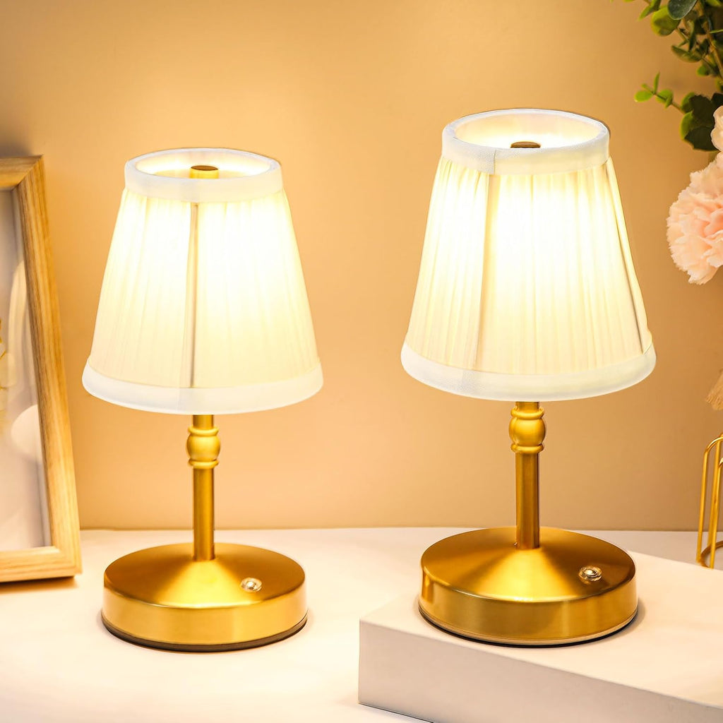 Liliful 2 Pcs Cordless Table Lamp Rechargeable Touch LED Small Gold Portable Battery Operated USB-c Desk Lamp 3 Color Dimmable for…