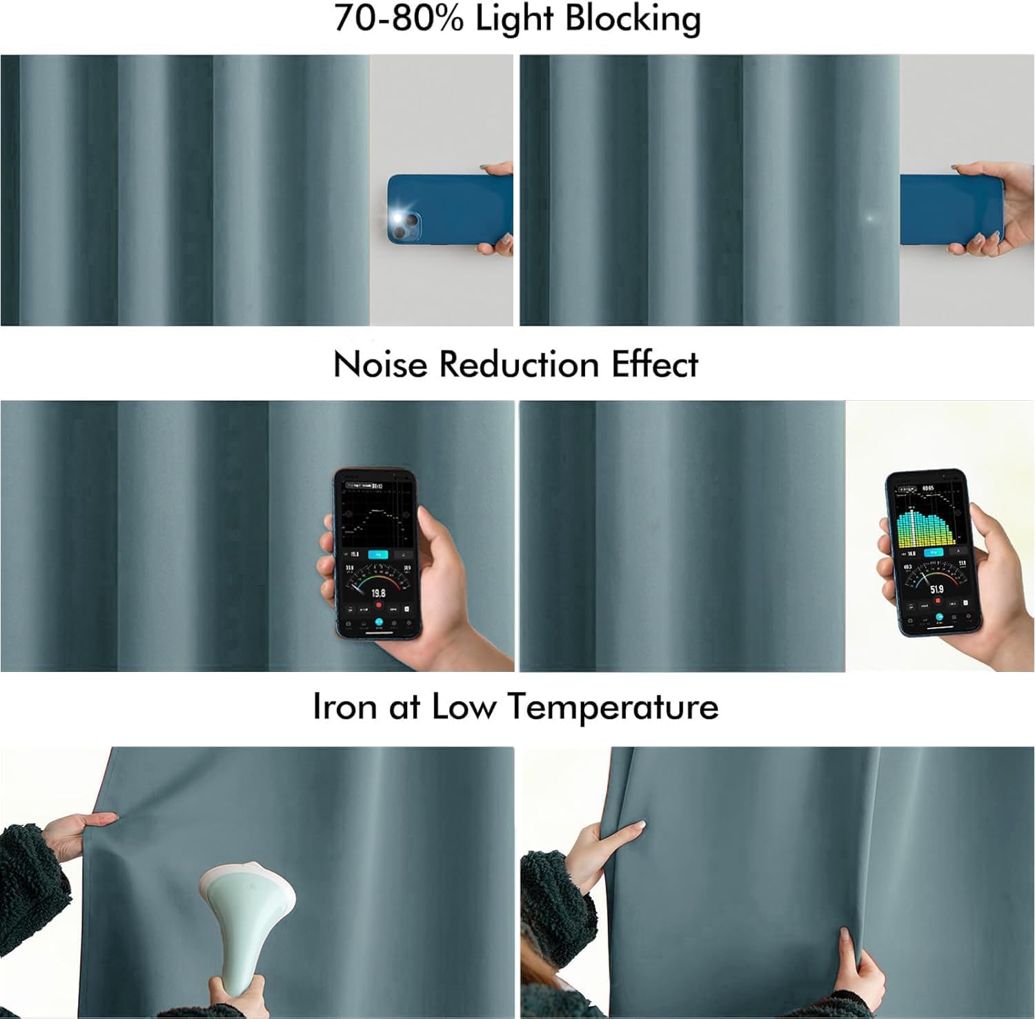 Miulee Greyish Blue Back Tab Blackout Curtains 102 Inch Long 2 Panels Set for Bedroom, Rod Pocket/Pinch Pleated Thermal Insulated Living Ro…