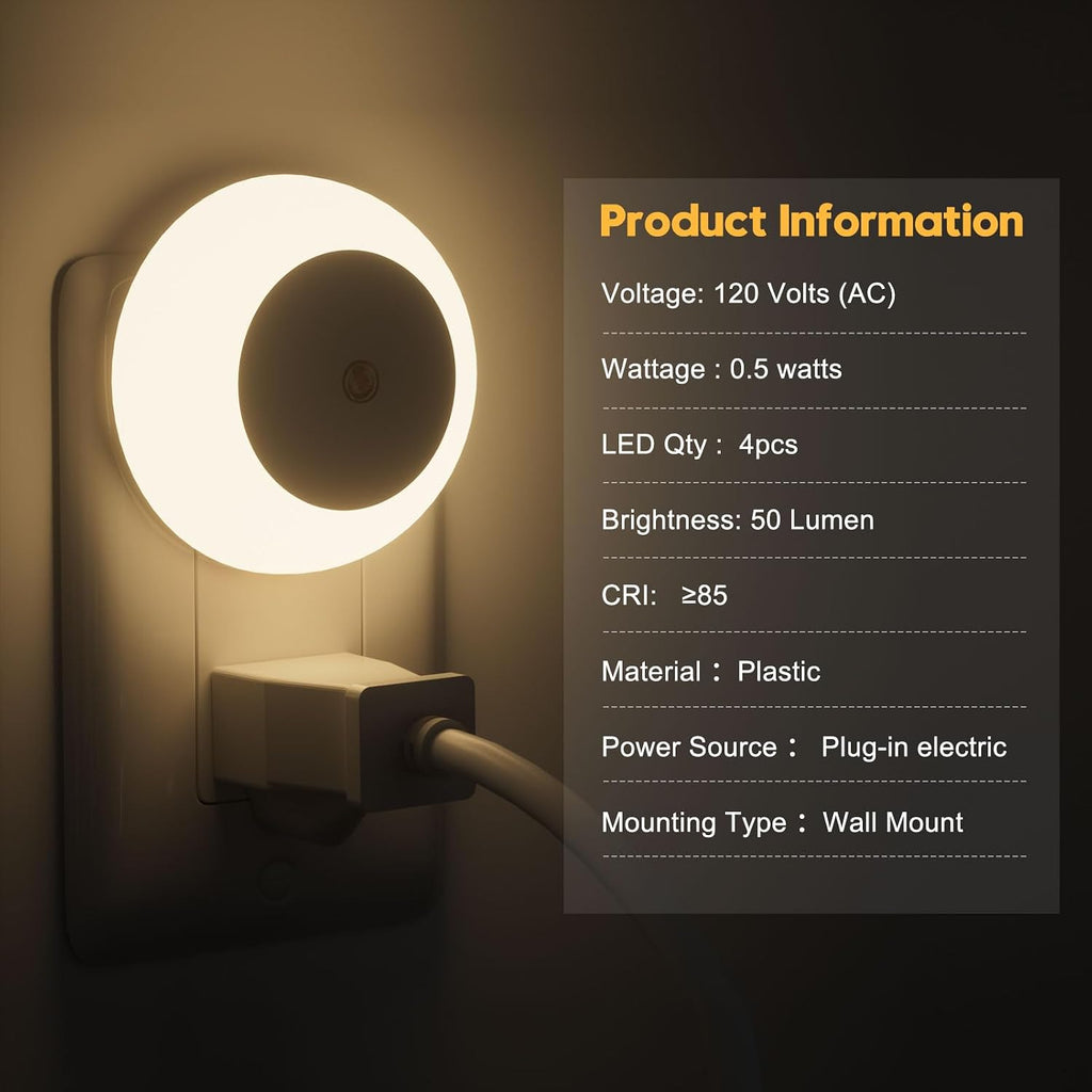 fesnne Night Light, Night Lights Plug into Wall, Dusk to Dawn Sensor Warm White Led Night Light 0.5W, 8 Pack Nightlight for Adults…