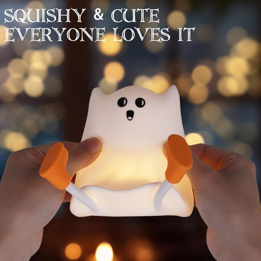 Gefaxi Ghost Night Light Silicone Cute Halloween Ghost Decor Night Light for Breastfeeding Squishy Ghost Nightlight Cordless Rechargeable D…