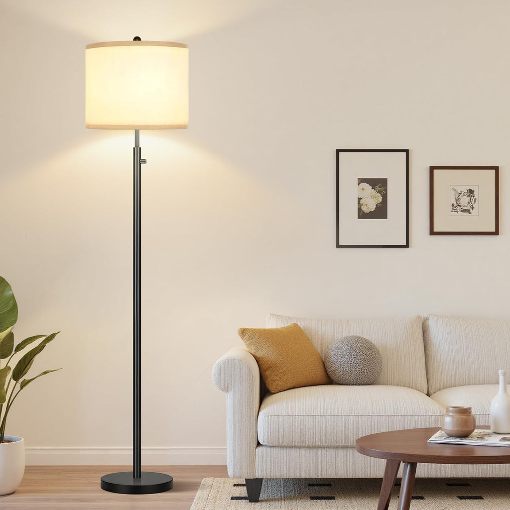 Nintiue 【Upgraded】 Dimmable Floor Lamp for Living Room, 11W LED Bulb Included, Modern Standing Lamp, Tall Pole Light with Linen Shade for…