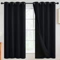 SimpleHome 100% Blackout Curtains for Bedroom, Thermal Insulated Grommet Window Drapes Room Darkening Black Curtains for Living Room with Bl…