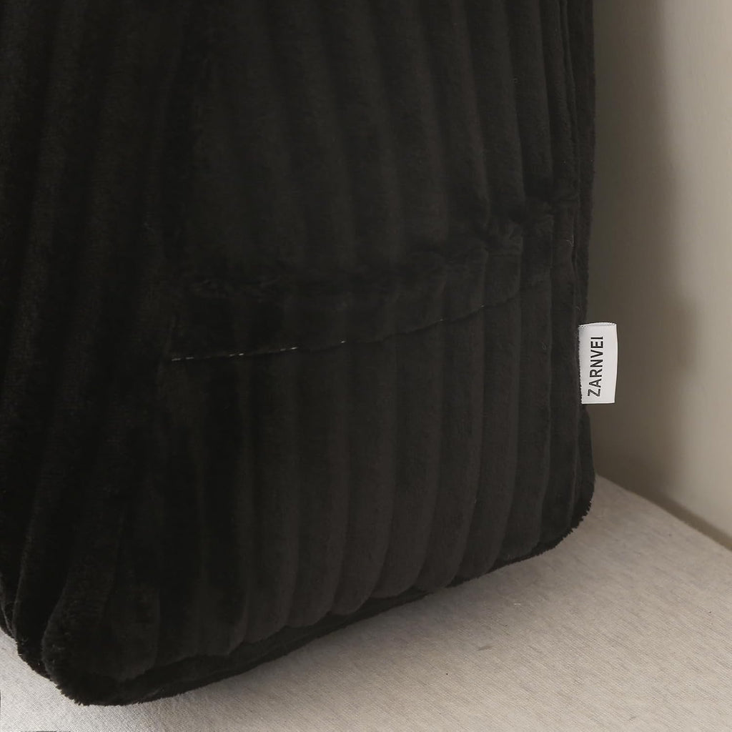 Corduroy Wedge Reading Pillow for Bed, 3 Sizes, 4 Colors for Bed, Sofa, Office Chair (Black, Small 16 * 14 * 7in)