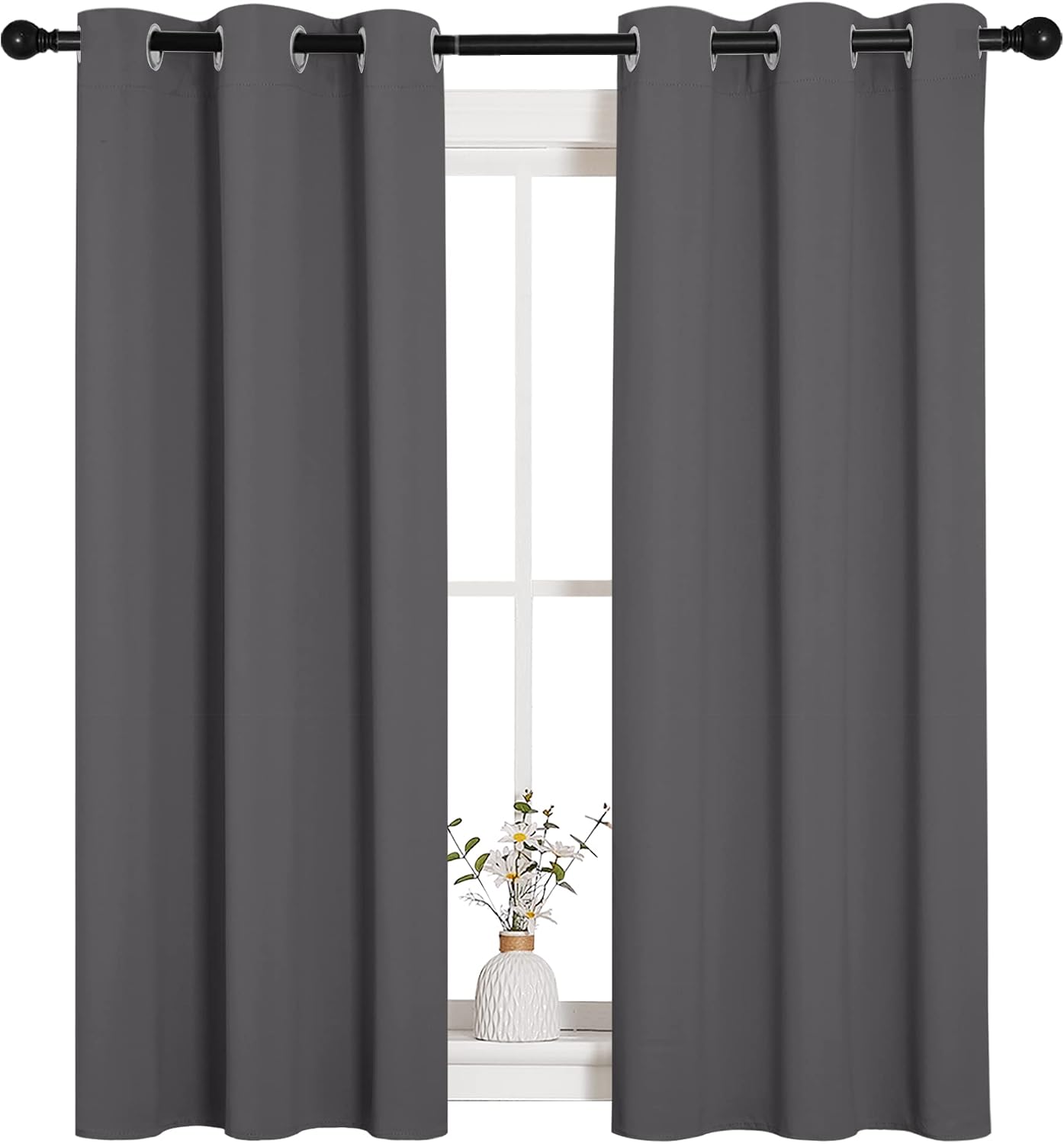NICETOWN Bedroom Curtains Blackout Drapery Panels, Three Pass Microfiber Thermal Insulated Solid Ring Top Blackout Window Curtains/Drapes…