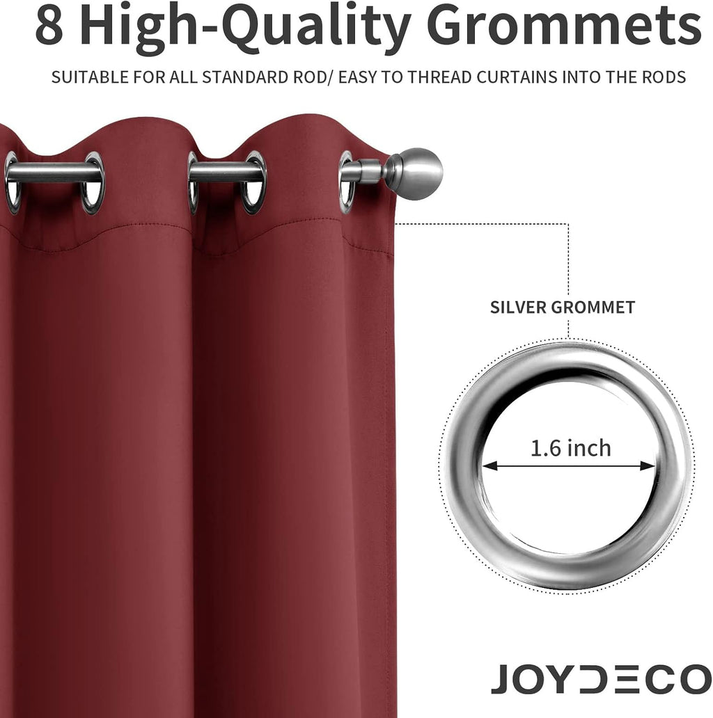 Joydeco Blackout Curtains 84 inches Long 2 Panels Set, Thermal Insulated Long Curtains 2 Burg, Room Darkening Grommet Drapes for Bedroom Li…