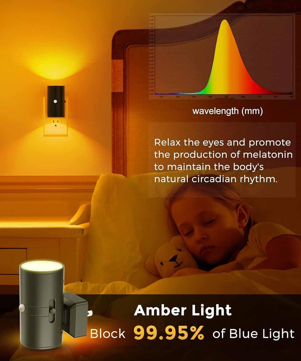 L LOHAS LED Motion Sensor Night Light, Amber Nightlights, [2 Pack] Motion Activated Nightlight, Dimmable Night Light, Yellow Nightlight…