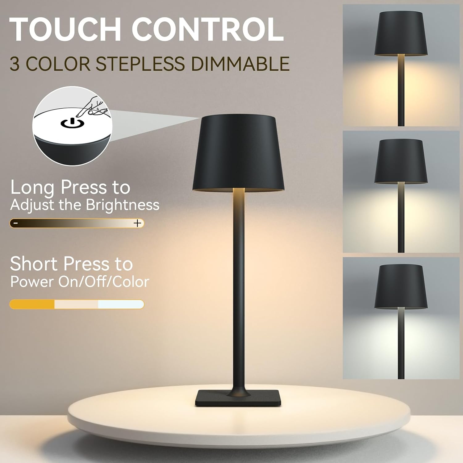Yogaret 2 Pack Rechargeable Table Lamps, Cordless Lamp with 6000mAh Battery Operated, Portable Indoor/Outdoor Table Lamp for Patio…
