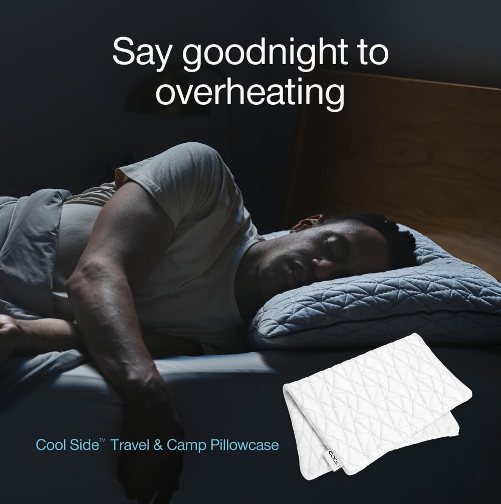 Coop Home Goods Cool Side Travel and Camping Pillowcase, Cooling Travel Pillow Case for Hot Sleepers, Two-Sided Pillow Covers, Cozy Side…