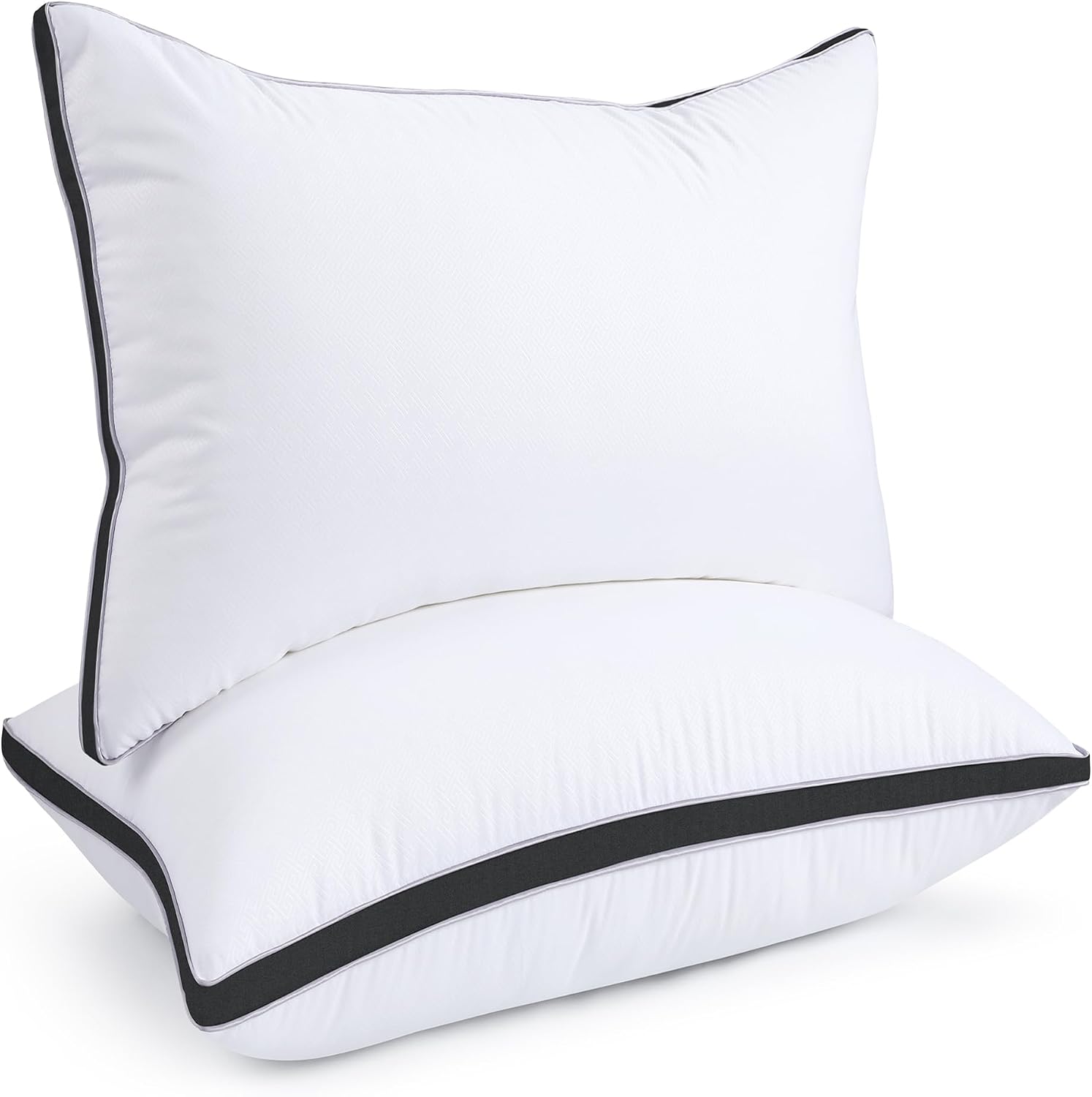 viewstar Bed Pillows Standard Size Set of 2, Firm Support Down Alternative Gusseted Pillows for Side, Back, or Stomach Sleepers, Black