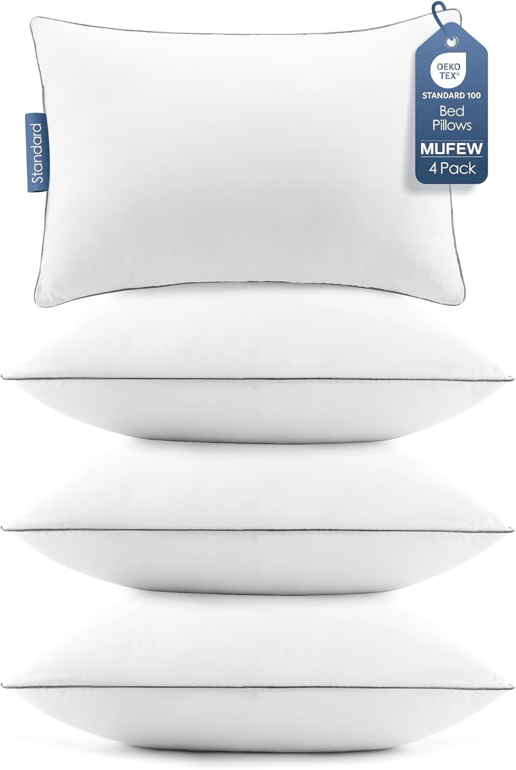 Pillows Standard Size Set of 4, Ultra Thick Down Alternative Bed Pillows, Cooling Hotel Quality Standard Pillow for Back, Stomach or Side…