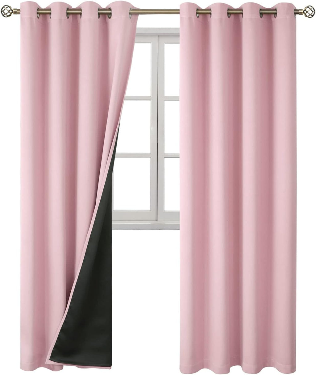 BGment Baby Pink 100% Blackout Curtains for Nursery Bedroom 96 Inch Length 2 Panels, Thermal Insulated Full Light Blocking Grommet Noise Ca…