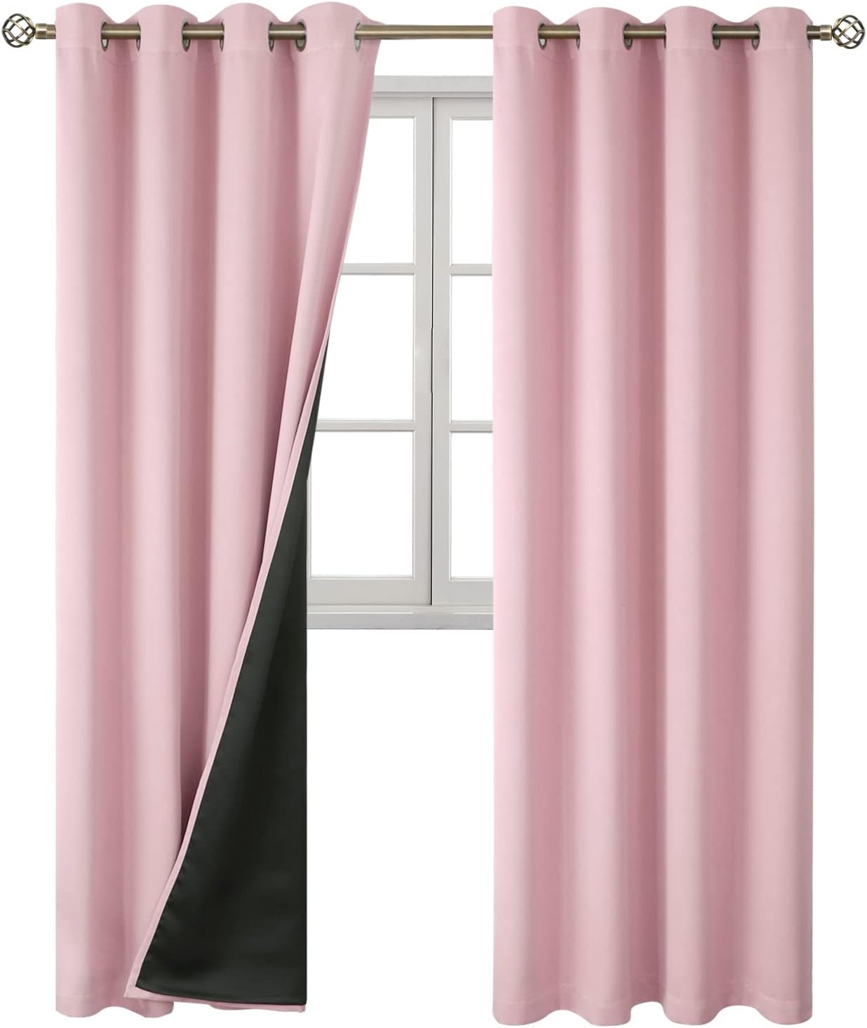 BGment Baby Pink 100% Blackout Curtains for Nursery Bedroom 96 Inch Length 2 Panels, Thermal Insulated Full Light Blocking Grommet Noise Ca…