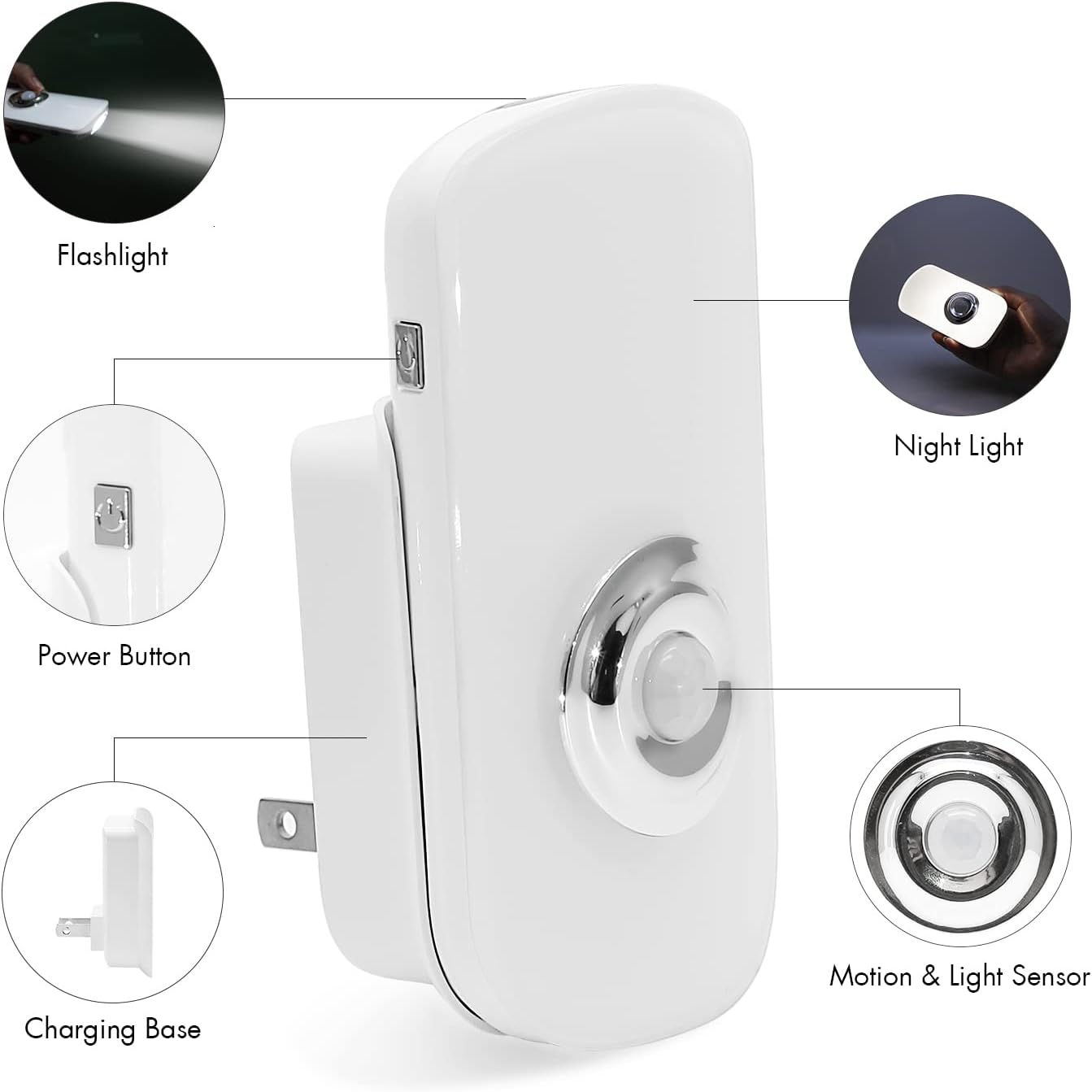 Sensky 3-in-1 Motion Sensor Night Light Plug in, Rechargeable Flashlight, Emergency Light for Bedroom, Bathroom, Living Room, Stairways…