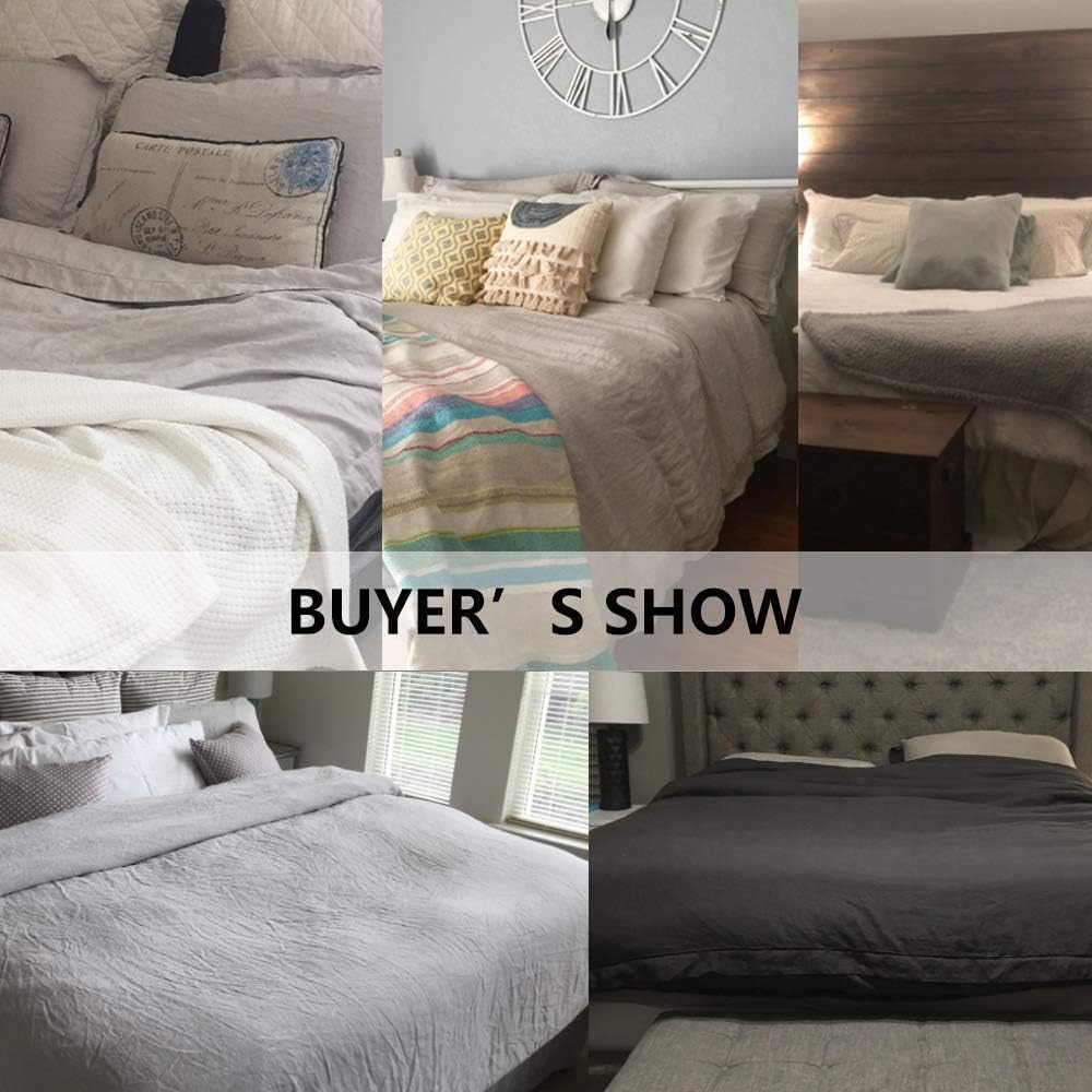 Simple&Opulence 100% Washed Linen Duvet Cover with Embroidered,3 Pieces Soft Farmhouse Comforter Set with Button Closure,1 D…