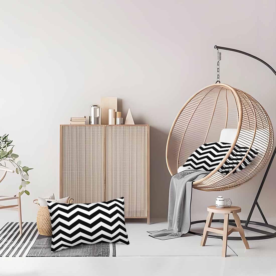 Black White Chevron Zigzag 12 X 20 Throw Pillow Covers Wavy Line Set of 2 Pillow Cases Protectors Outdoor Pillowcases Rectangular…