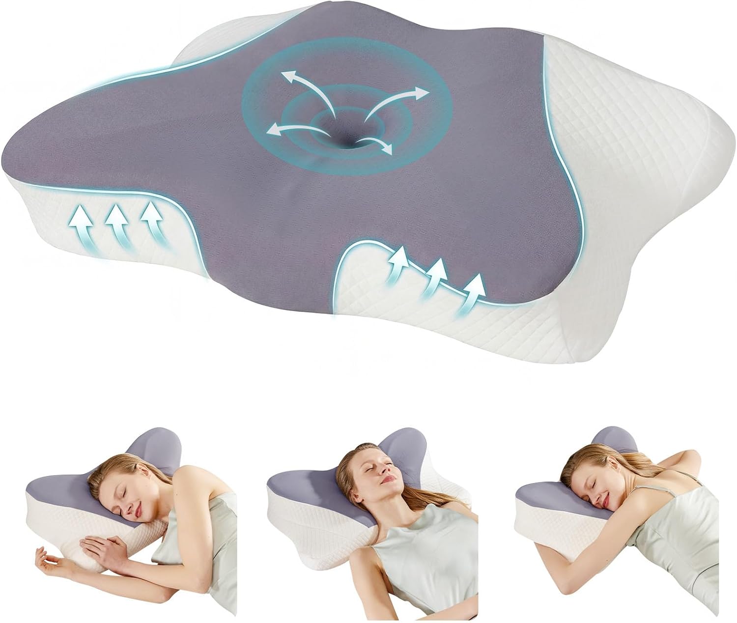 Sweetcrispy Cooling Ergonomic Memory Foam Cervical Pillow for Neck and Shoulder, Orthopedic Neck Support for Back Stomach Sleepers…