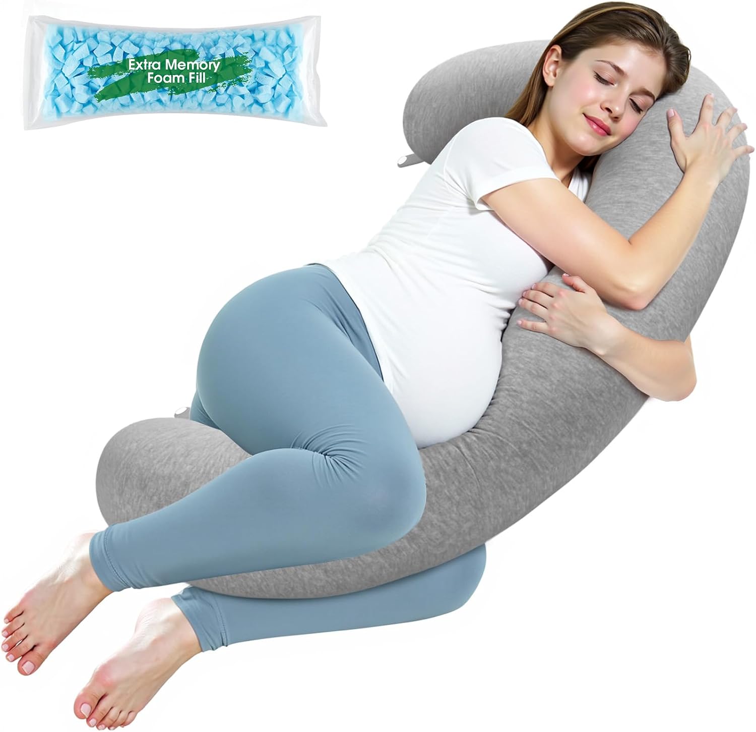 SweetSlubr Body Pillow, Pregnancy Pillows for Sleeping, C-Shaped Maternity Pillow for Pregnant Women with Adjustable Firmness, Full Body…