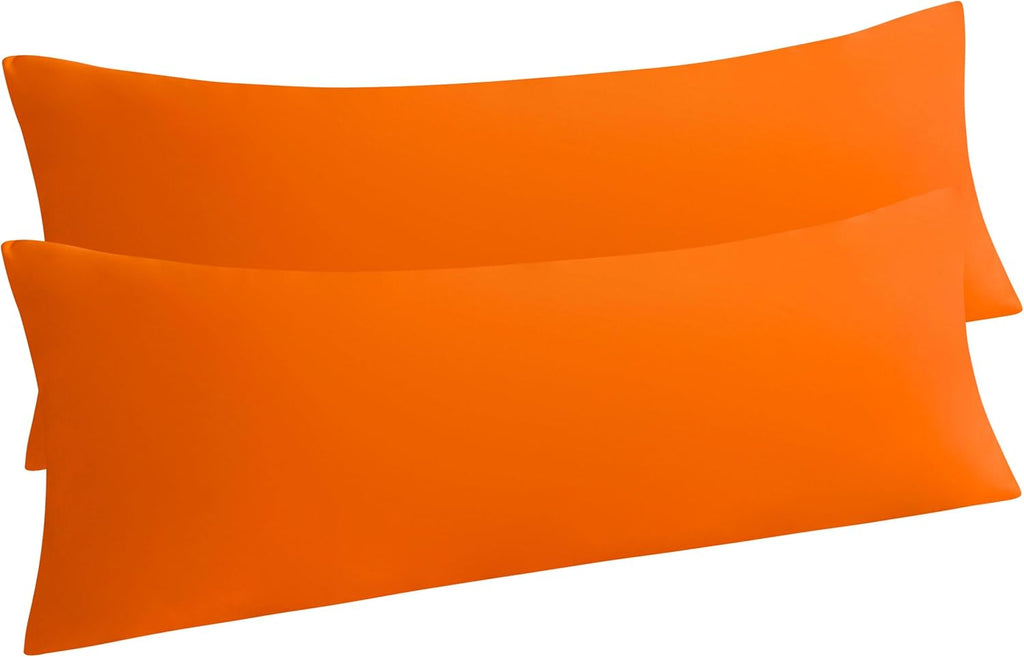 Ntbay Body Pillow Cases Set of 2, 2 Pack Brushed Microfiber 20x54 Pillow Cases, Soft, Wrinkle, Fade, Stain Resistant Orange Pillow Cases wi…