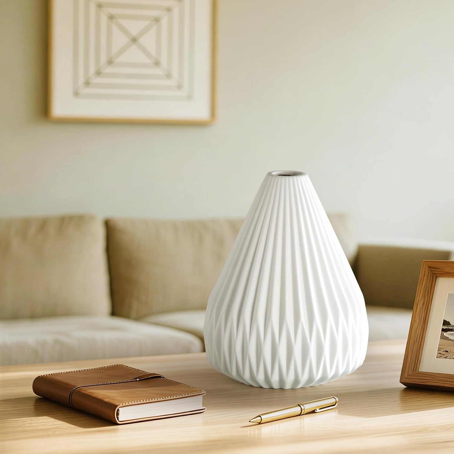 ZUIKAIG 9.1" Modern Ceramic Table Lamp, White Bedside Table lamp, Night Lamp, Decorative Lamp, Ambient Lighting, Artistic lamp, Suitable…