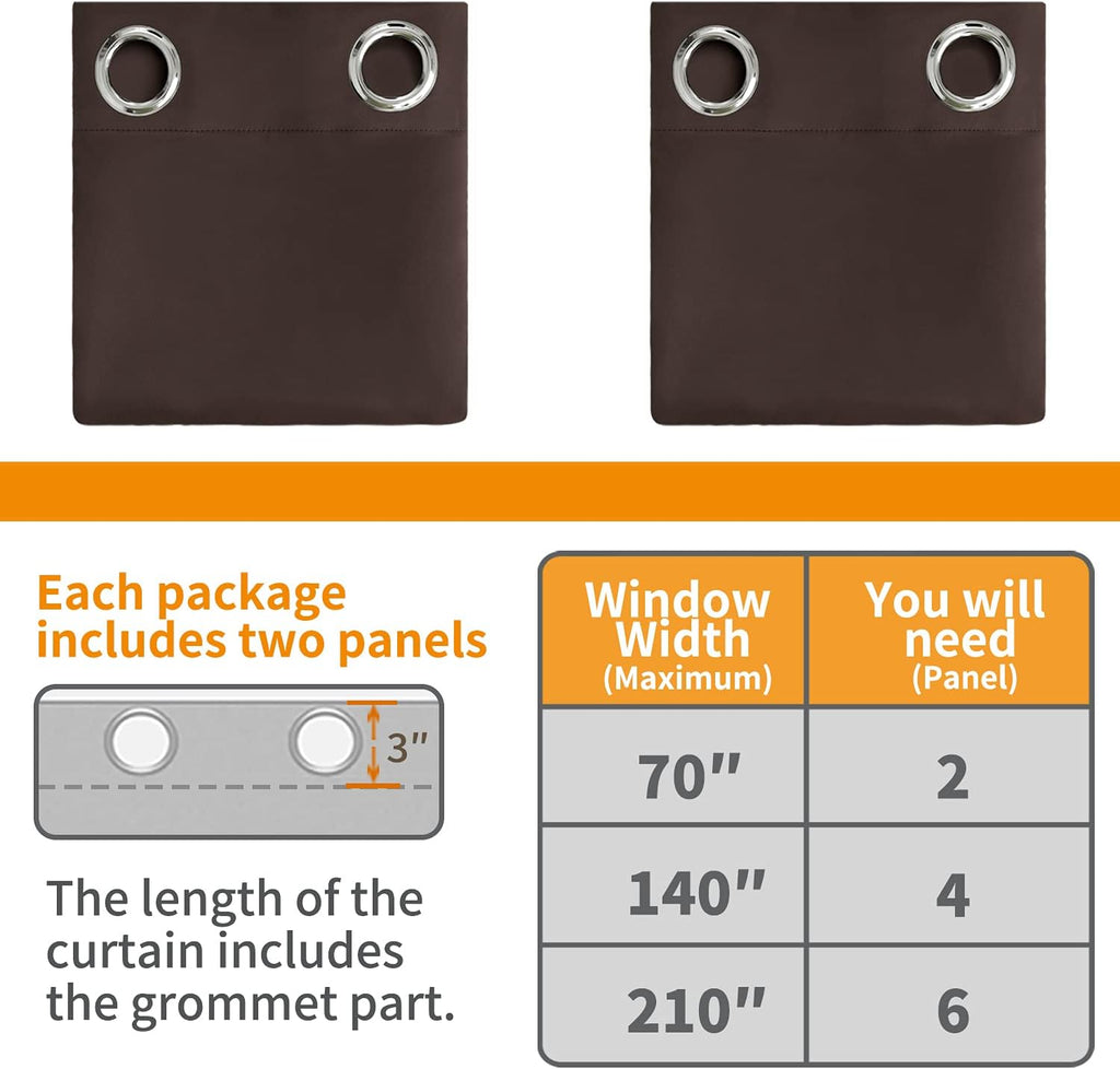 YoungsTex Brown Blackout Curtains 84 Inch Length for Living Room - Thermal Insulated Drapes with Grommet Room Darkening Window Treatments f…