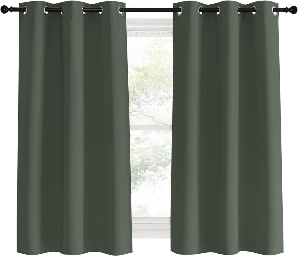 NICETOWN Thermal Insulated Curtains Blackout Draperies, Dark Mallard, Set of 2, 42 by 60 inches Long, Window Treatment Solid Grommet Room…