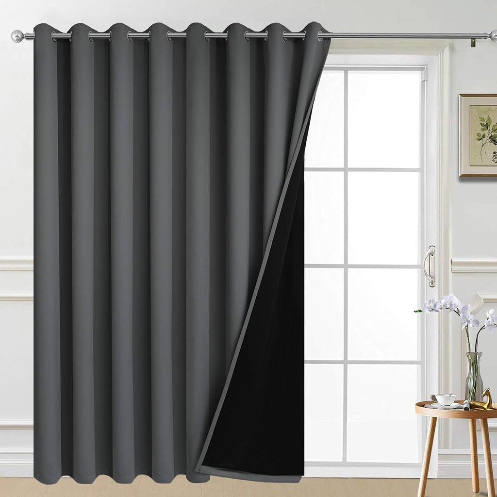 Yakamok Total Blackout Extra Wide Patio Sliding Door Curtains, Grommet Thermal Insulated Blind Curtains, Sliding Glass Door Panel for…