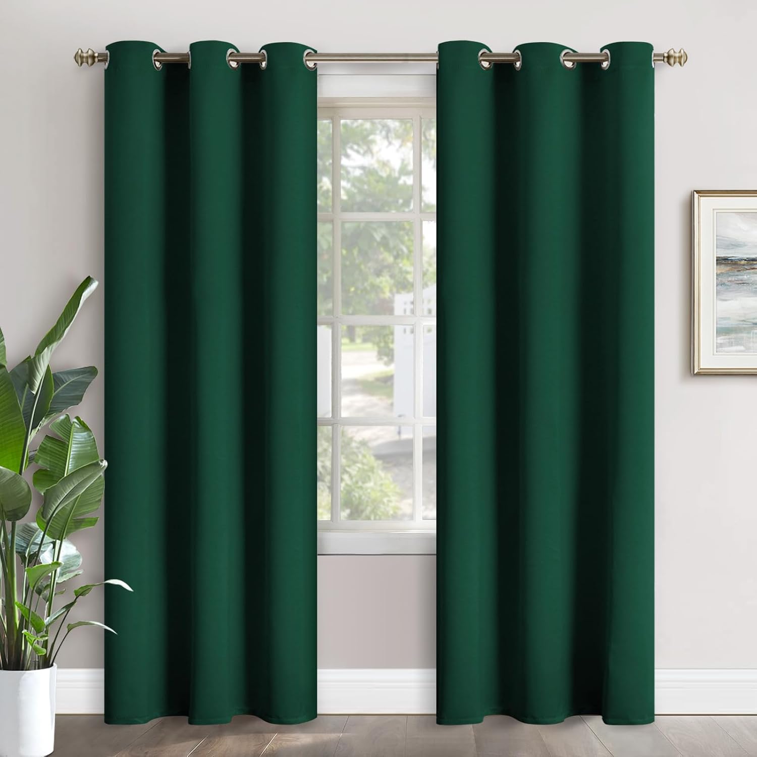 YoungsTex Emerald Green Blackout Curtains for Bedroom 84 Inch Length - Thermal Insulated with Grommet Room Darkening Window Drapes for Livi…